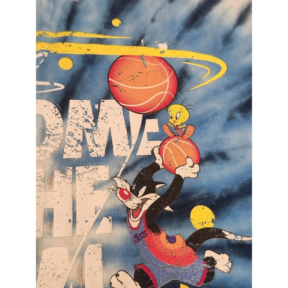 Vintage SIKSILK Space Jam TIE‎ DYE Over Sized T-shirt Mens Appx XL Looney Tunes